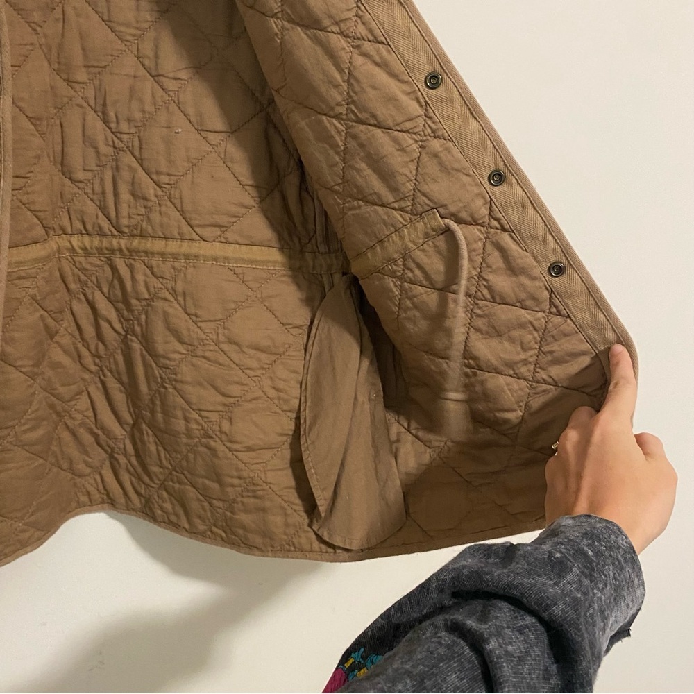 J. Crew Tan Quilted Snap Button Jacket size Small - Picture 4 of 9
